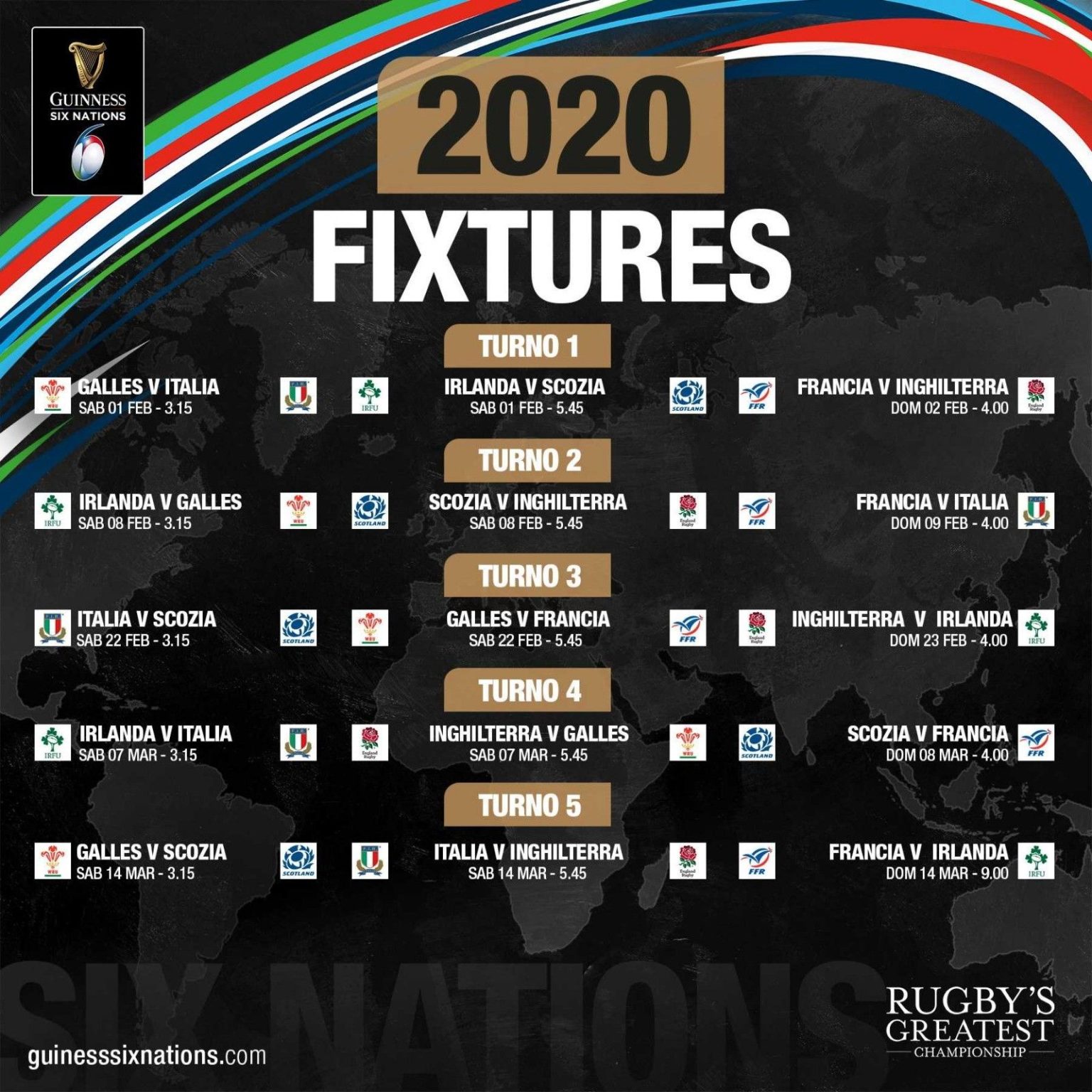 Six Nations Fixtures Trinity College Irish Pub Rome Bar & Restaurant